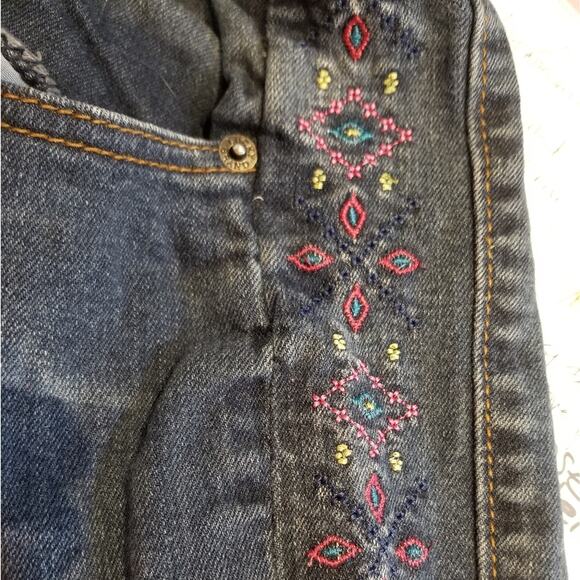 Lucky Brand Zoe Skinny Stretch Jeans Boho Embroidered Mid Rise Girl's Size 14 - Picture 8 of 11